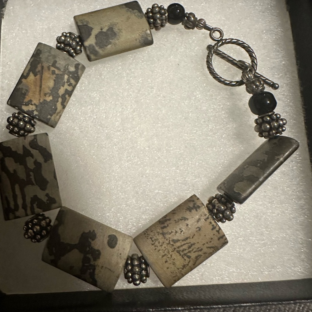Elegant Black and Gray Stone Bracelet